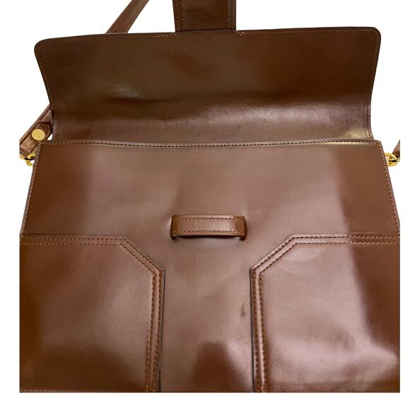 Vintage Yves Saint Laurent Brown Leather Shoulder Bag Model DE 3133 BR 1970-80s - Picture 9 of 16